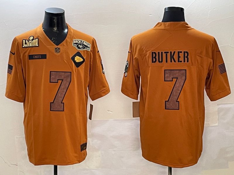 Men Kansas City Chiefs #7 Butker Yellow 2025 Nike Salute to Service Limited NFL Jersey style 6